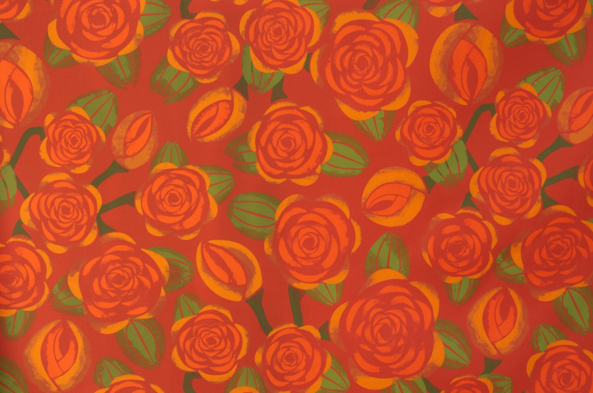 Canvas Stoff Rosen - Roter Dekostoff mit Vintage Muster - Rose - krokkoli.