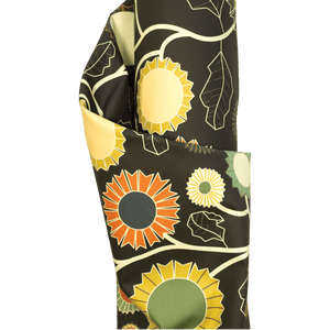 Dicker Stoff für Vorhang - Anthrazit Baumwolle mit Sonnenblumen - Clara - krokkoli.