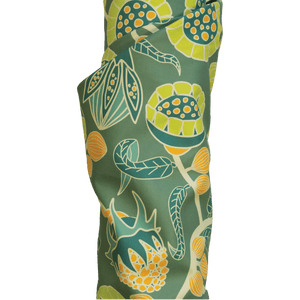 Stoff für Vorhang grün gemustert - Blumenranke - Skandinavisches Muster - Limone - krokkoli.